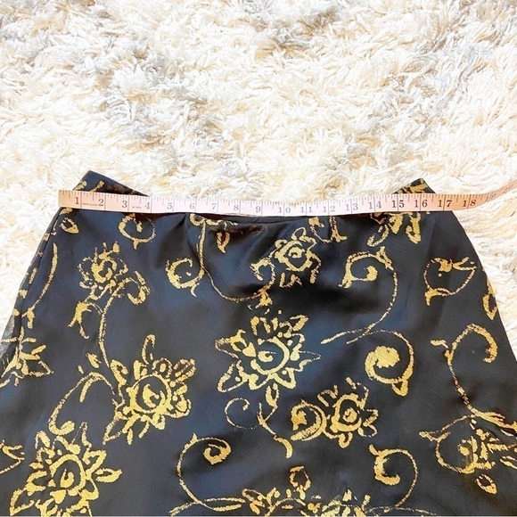 Lauren Ralph Lauren | Y2K Style Gold Floral Black A-Line Skirt Size Large - Picture 7 of 8